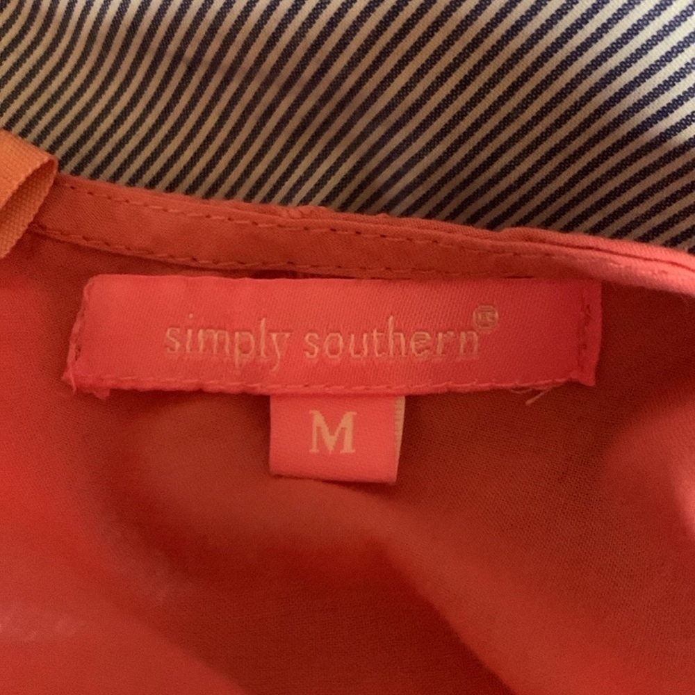 Simply Southern coral pink pineapple eyelet mini dress / tunic Size Medium - Picture 11 of 12